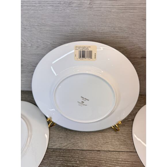 Wedgwood Vera Wang 9” Pineapple Gray Gold Trim Accent Salad Plate-Set Of 5 - Picture 6 of 6